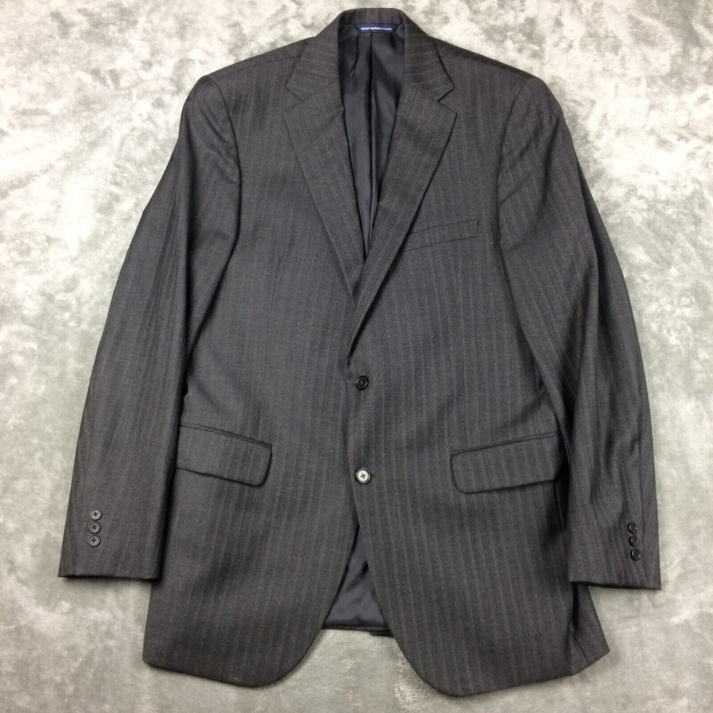 Loro Piana Coppley Mens Sport Coat Blazer‎ Grey Stripe Wool 40 XT Made in Canada